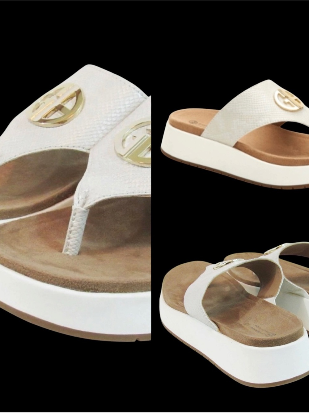 Giani Bernini Womens Logo Platform Sandals Ivory SZ 7